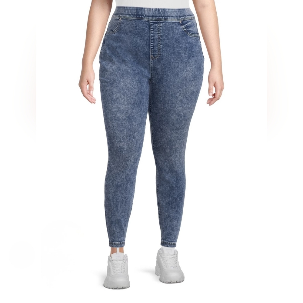 Terra & Sky 1X 16/18W Pull-On Stretch Skinny Acid Wash Jeggings 3339-K